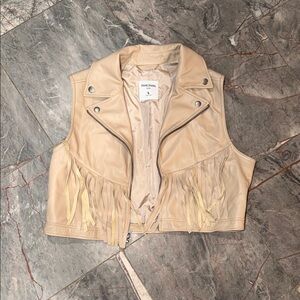 Scully Tan Leather Fringe Vest